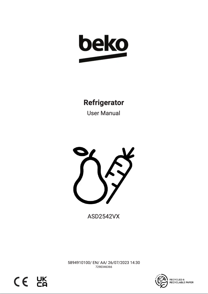 Page n°1 - Manuel utilisateur Beko ASD2542V
