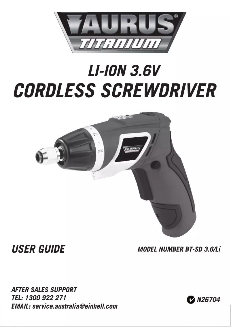 Page 1 de la notice Manuel utilisateur Taurus BT-SD 3,6/1 Li