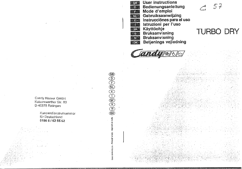 Page n°1 - Manuel utilisateur Candy AB C57W OS