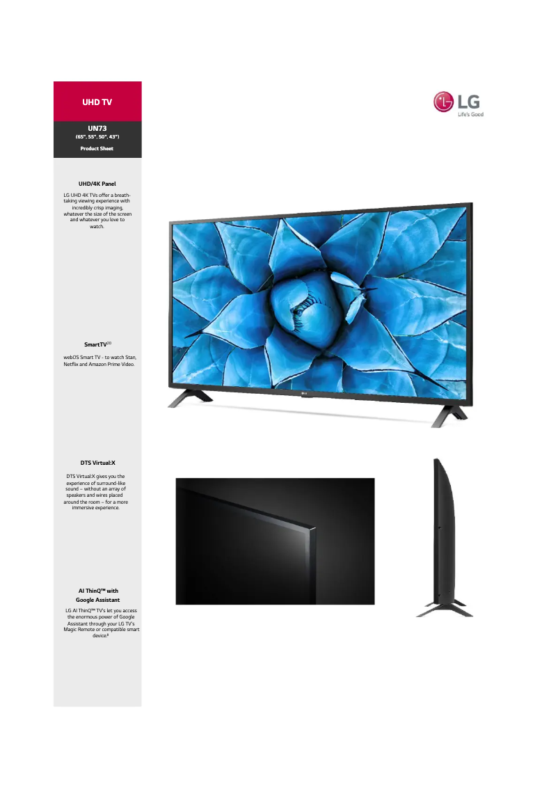 Image de la première page du manuel de l'appareil 65UN7300PTC