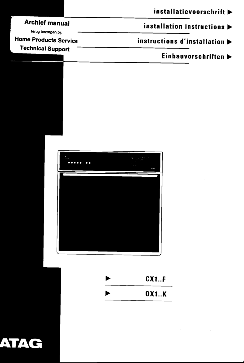 Page n°1 - Manuel utilisateur Atag OX153K