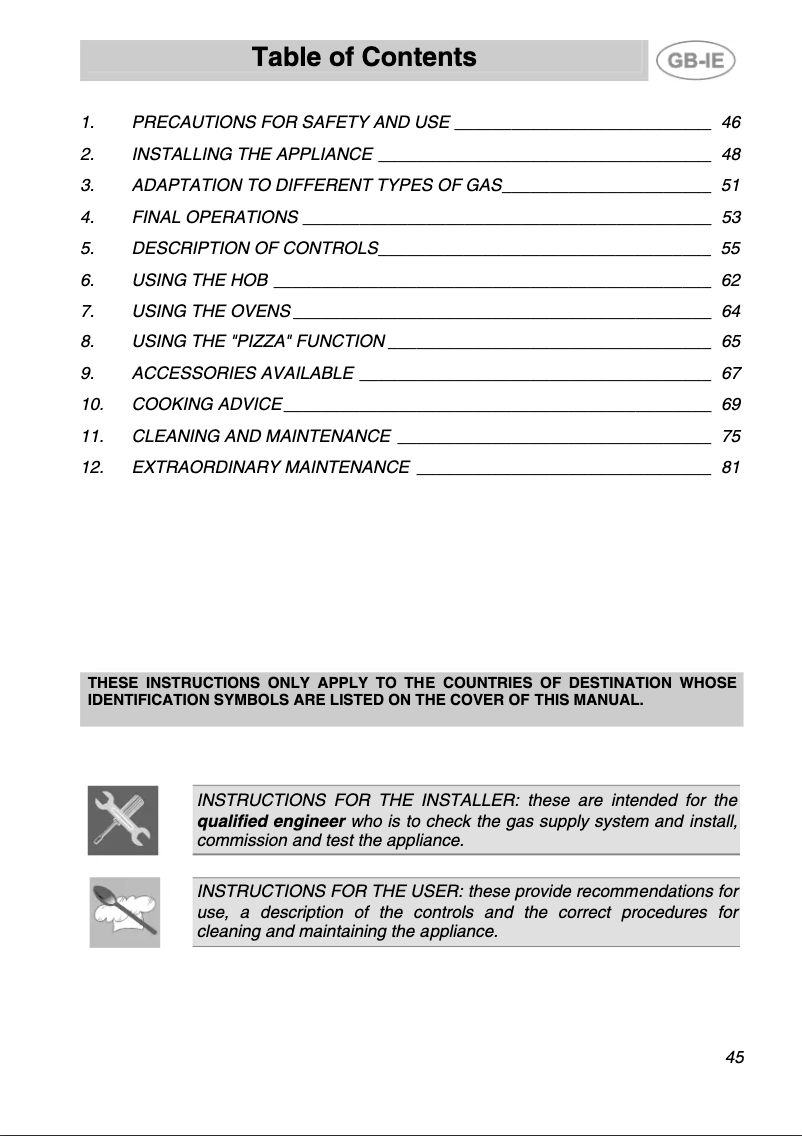 Page 1 de la notice Manuel utilisateur Smeg A4-6