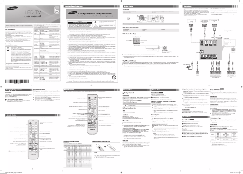 Page 1 de la notice Manuel utilisateur Samsung UA40H5008AR