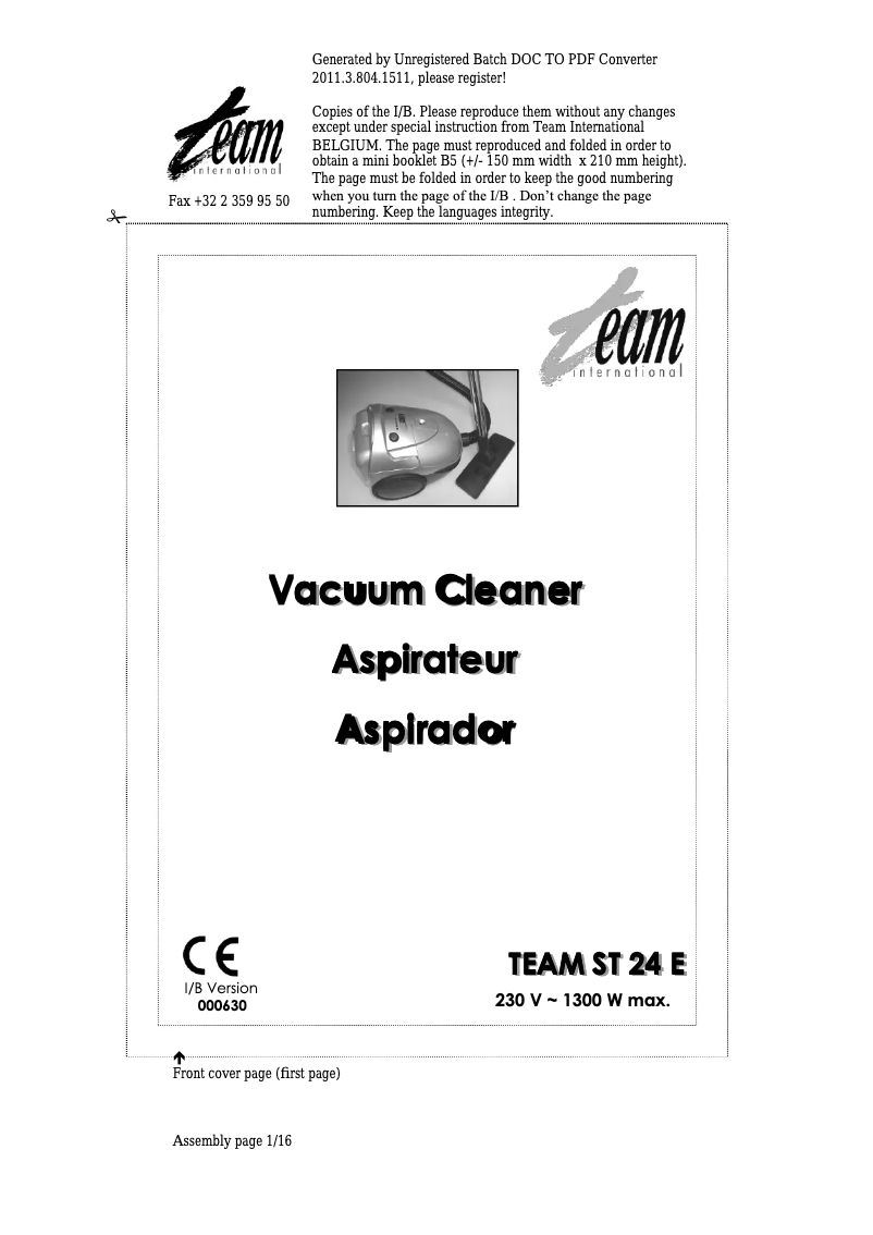 Página 1 del manual Manual de usuario Team ST 24 E