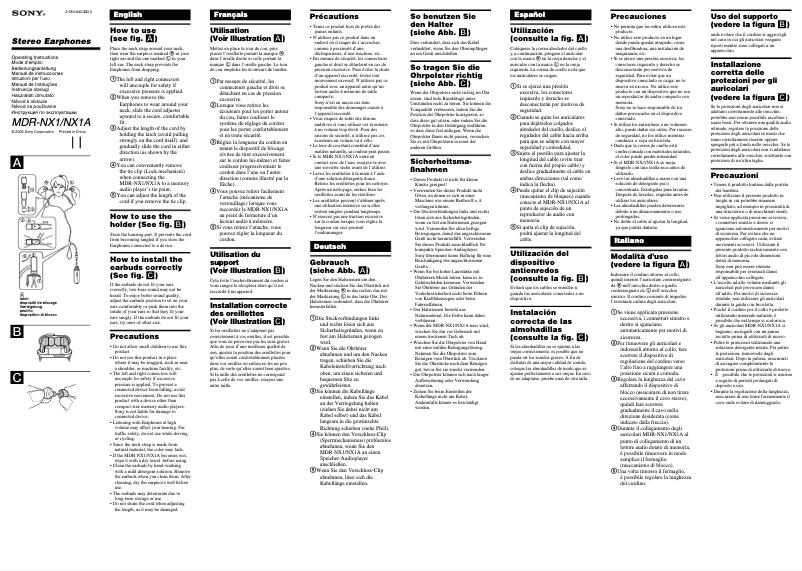 Image de la première page du manuel de l'appareil MDR-NX1A