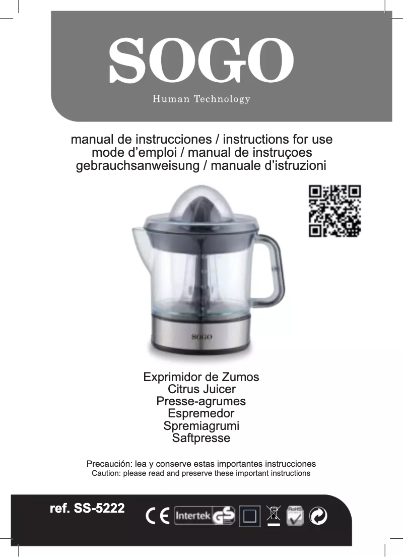 Page n°1 - Manuel utilisateur Sogo SS-5222