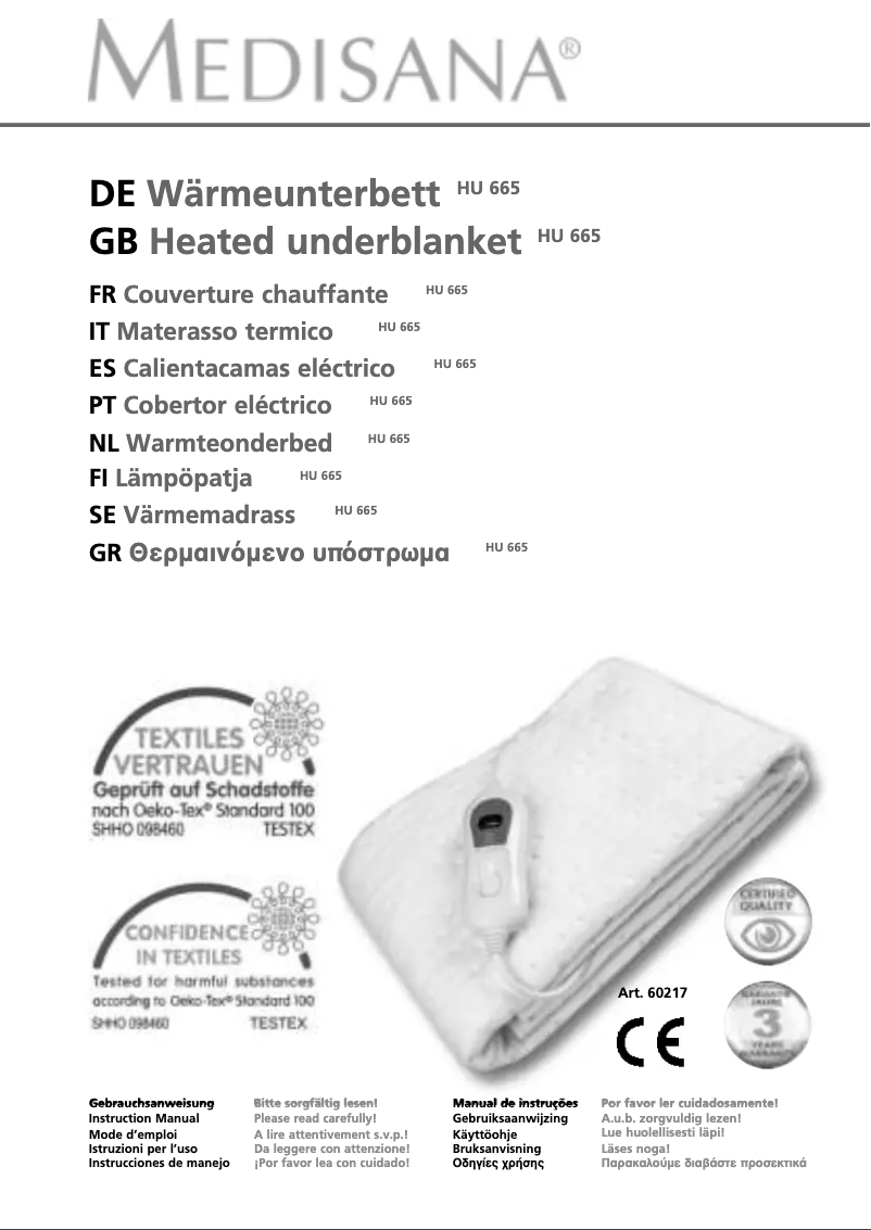 Page 1 de la notice Manuel utilisateur Medisana HU 665