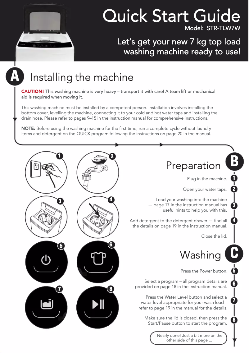 Page 1 de la notice Guide de démarrage rapide Stirling STR-TLW7W