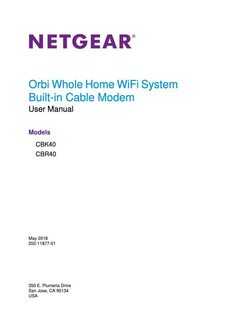 Page n°1 - Manuel utilisateur Netgear Orbi CBK40