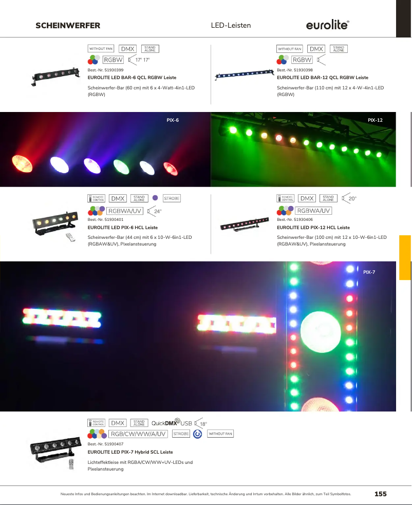 Page 1 de la notice Catalogue Eurolite LED PIX-6 HCL