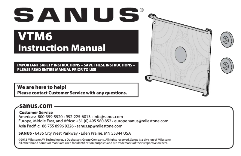 Image de la première page du manuel de l'appareil VTM6