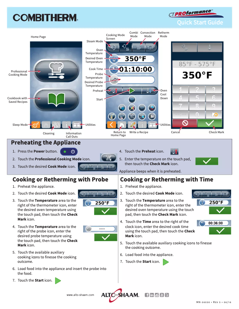 Page n°1 - Guide de démarrage rapide Alto-Shaam Combitherm Proformance CTP6-10G