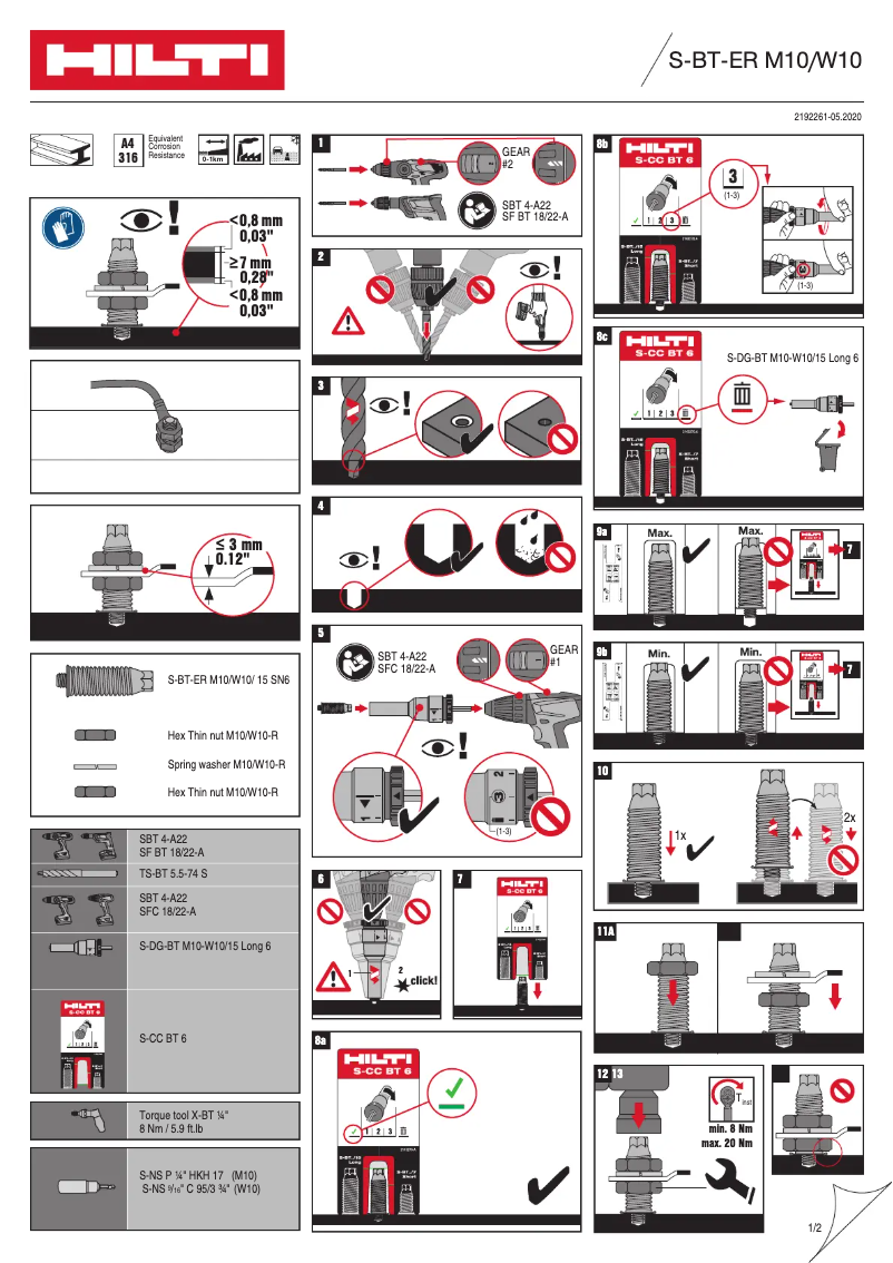 Page n°1 - Instructions / montage Hilti S-BT-ER
