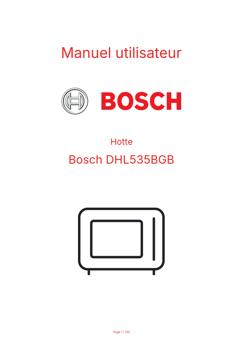 Page 1 de la notice Manuel utilisateur Bosch DHL535BGB