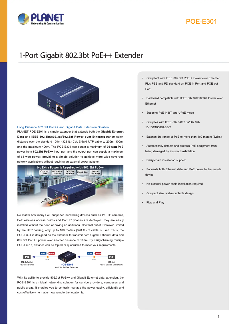 Image de la première page du manuel de l'appareil POE-E301