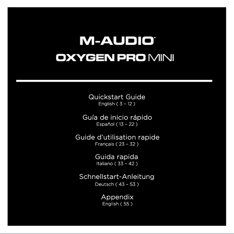 Page 1 de la notice Guide de démarrage rapide M-Audio Oxygen Pro Mini