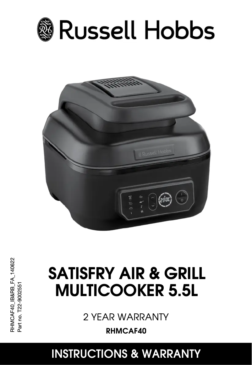 Image de la première page du manuel de l'appareil Satisfry RHMCAF40