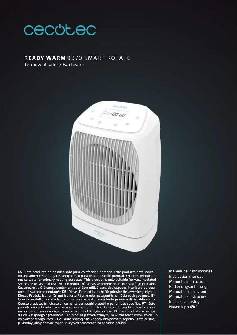 Page 1 de la notice Manuel utilisateur Cecotec ReadyWarm 9870 Smart Rotate