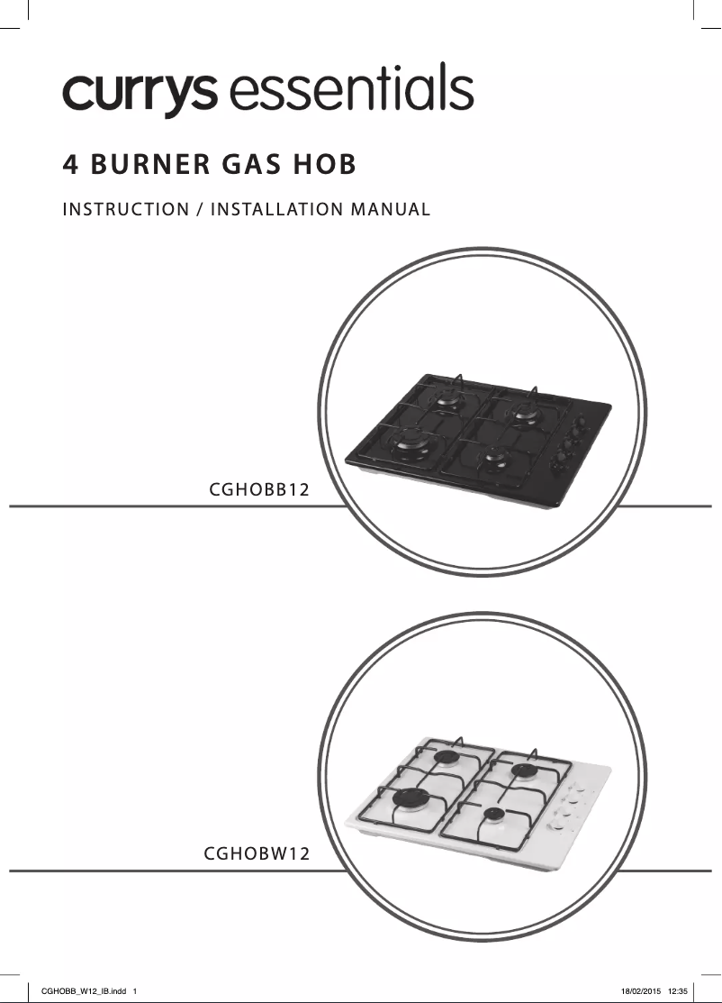 Page 1 de la notice Manuel utilisateur Currys Essentials CGHOBB12