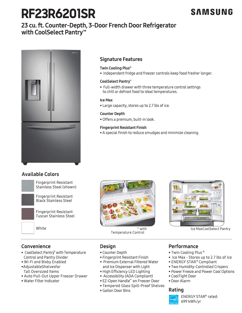 Image de la première page du manuel de l'appareil RF23R6201WW
