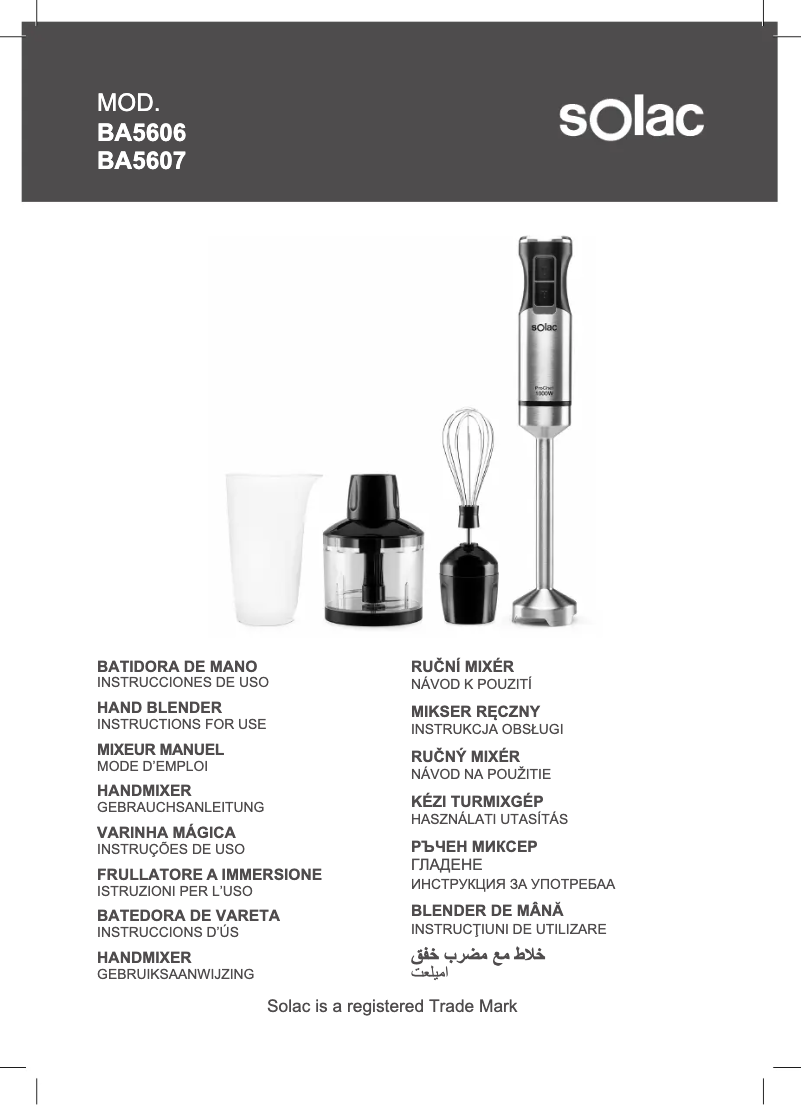 Page n°1 - Manuel utilisateur Solac ProChef 1000W BA5606