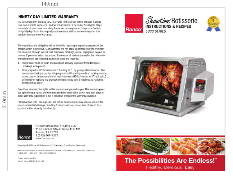 Page 1 de la notice Manuel utilisateur Ronco Showtime Rotisserie 6000 Platinum