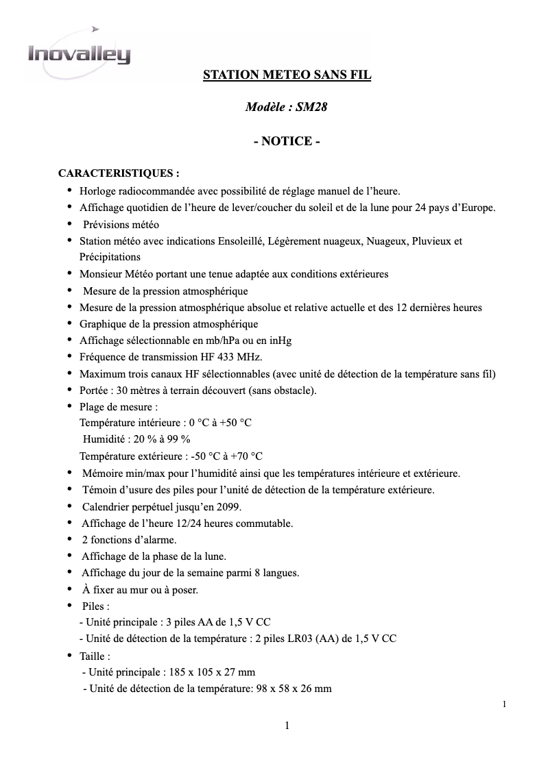 Image de la première page du manuel de l'appareil SM28