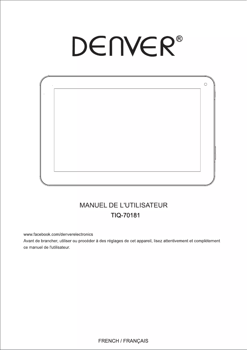 Page 1 de la notice Manuel utilisateur Denver TIQ-70181