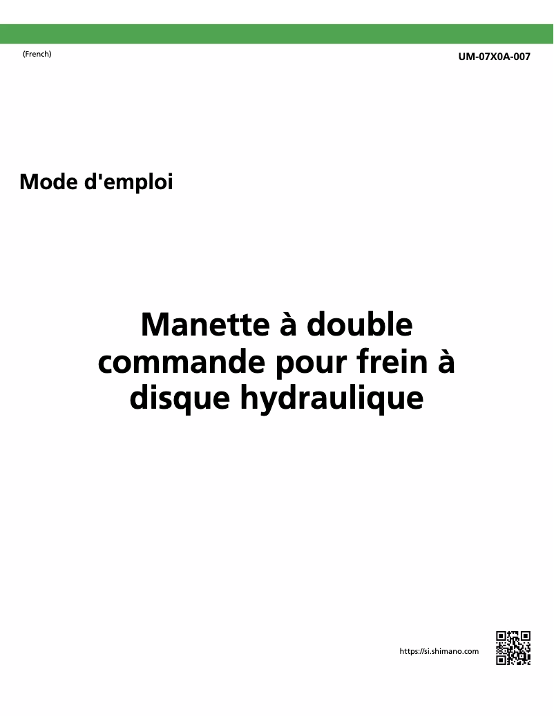 Page 1 de la notice Manuel utilisateur Shimano ST-RX600-R