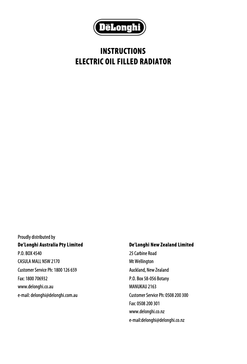 Página 1 del manual Manual de usuario DeLonghi DL1001T