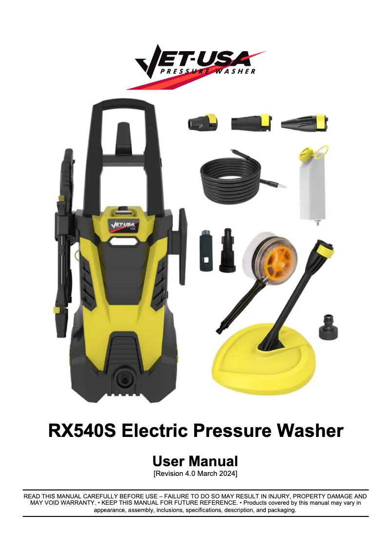 Page 1 de la notice Manuel utilisateur Jet-USA RX540s