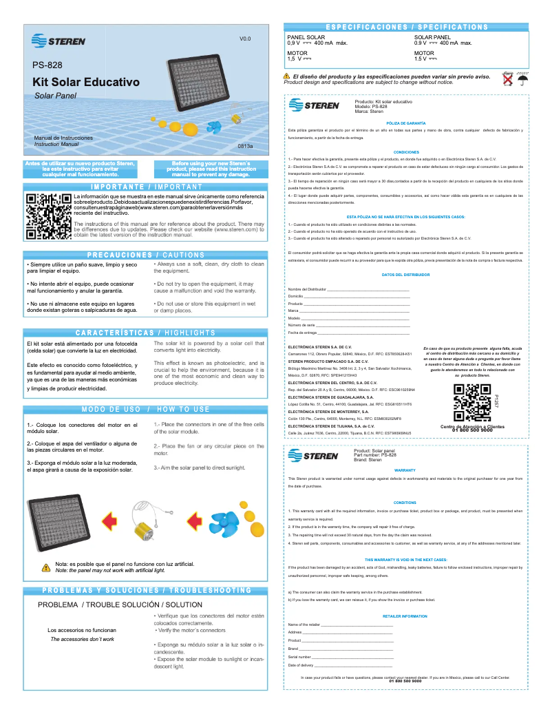 Page 1 de la notice Manuel utilisateur Steren PS-828