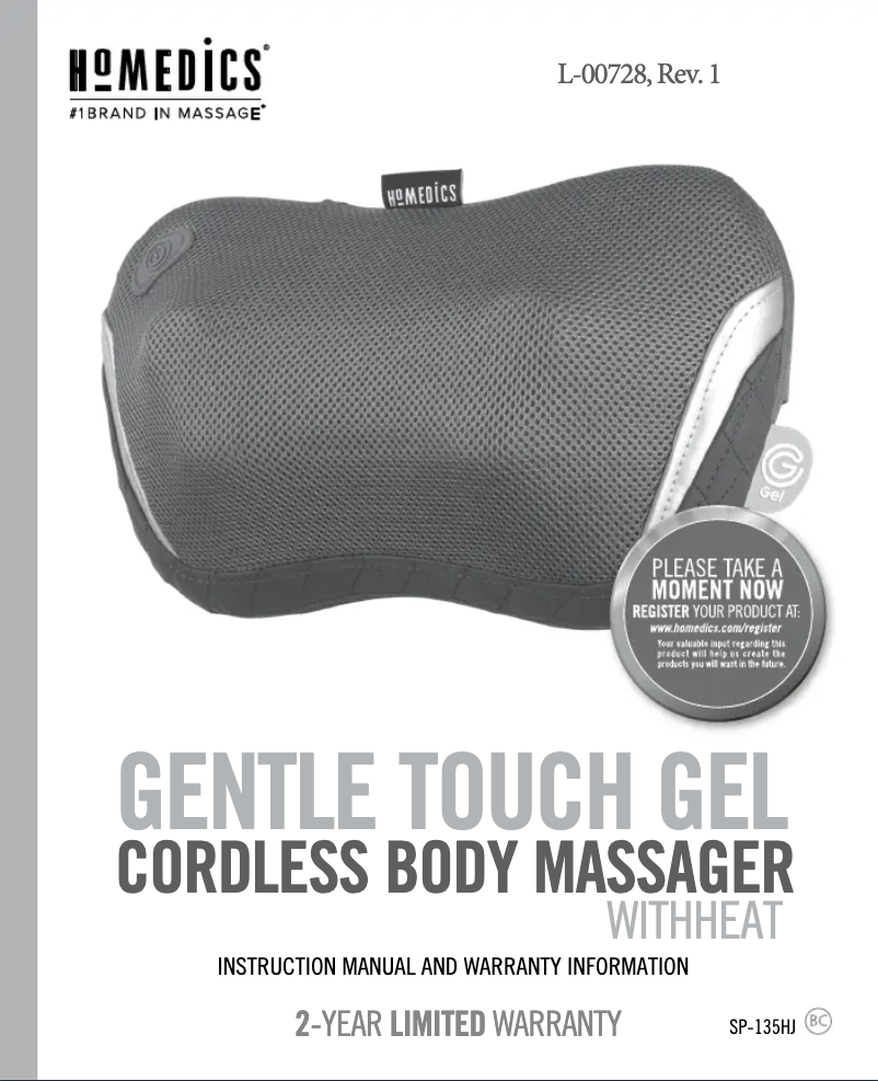 Page n°1 - Manuel utilisateur Homedics Gentle Touch SP-135HJ