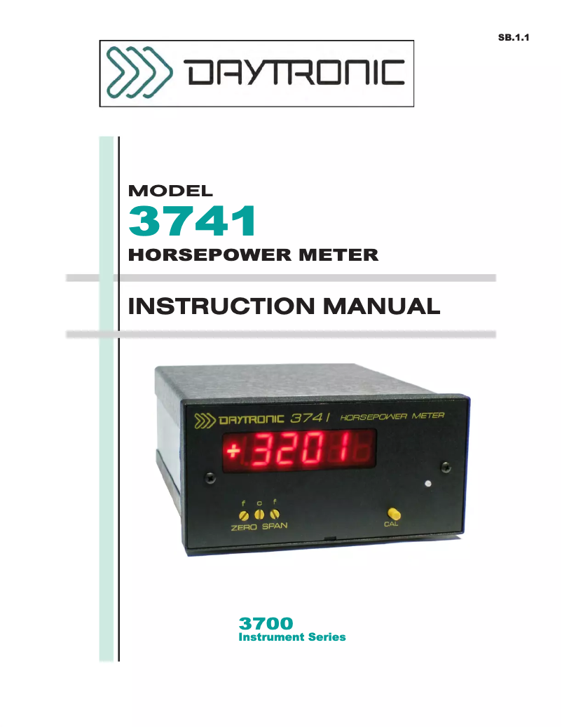 Page 1 de la notice Manuel utilisateur Daytronic 3741