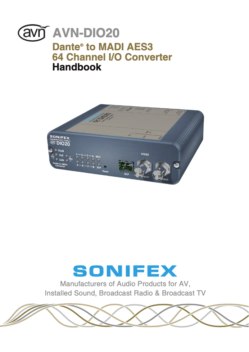 Page n°1 - Manuel utilisateur Sonifex AVN-DIO20