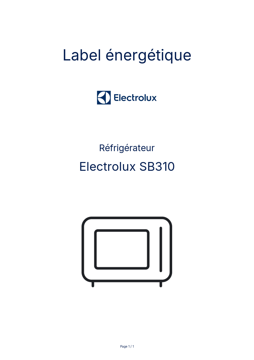 Page n°1 - Label énergétique Electrolux SB310