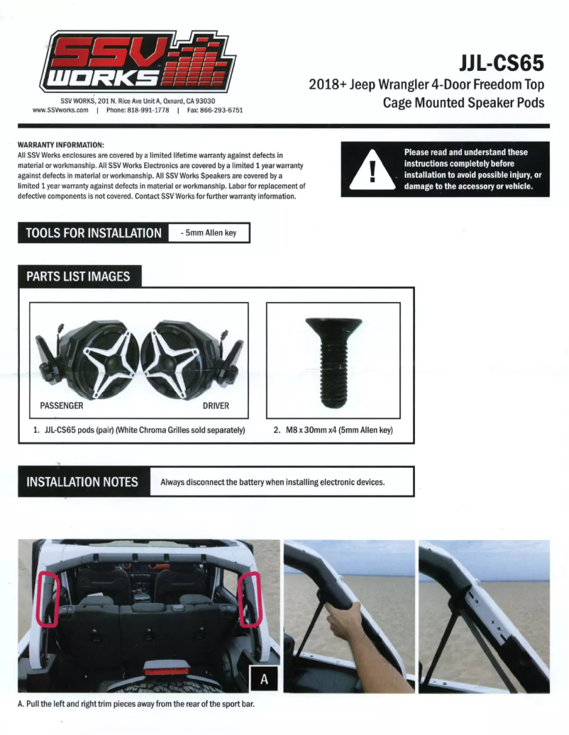 Página 1 del manual Manual de usuario SSV Works JJL-CS65U