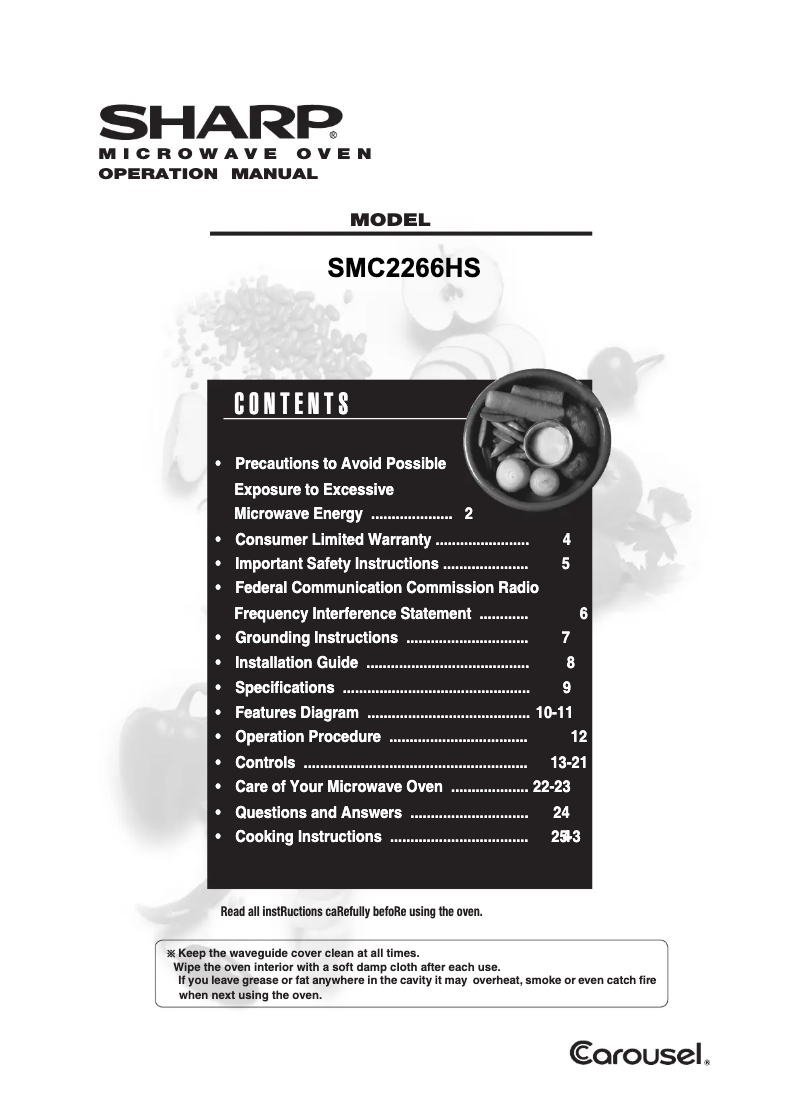 Page n°1 - Manuel utilisateur Sharp SMC2266HS