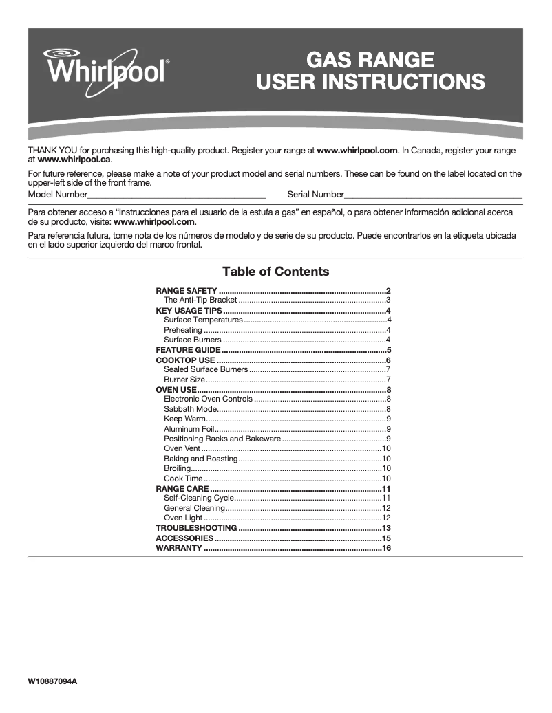Page n°1 - Manuel utilisateur Whirlpool WEG515S0FS