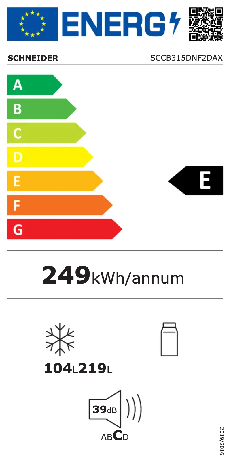 Page n°1 - Label énergétique Schneider SCCB315DNF2DAX
