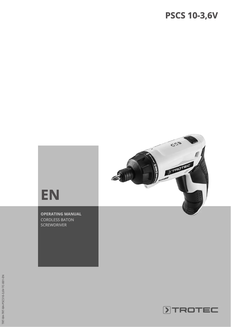 Page 1 de la notice Manuel utilisateur Trotec PSCS 10‑3,6V