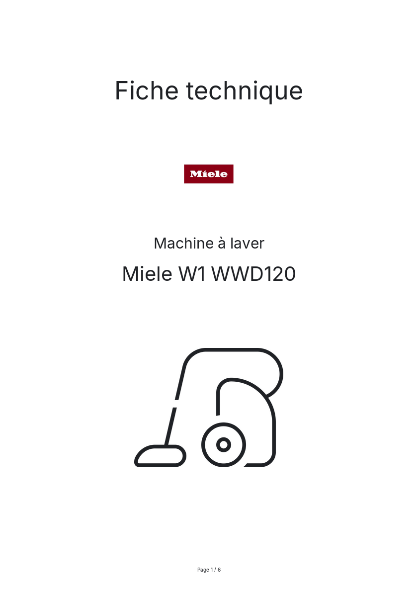 Image de la première page du manuel de l'appareil W1 WWD120