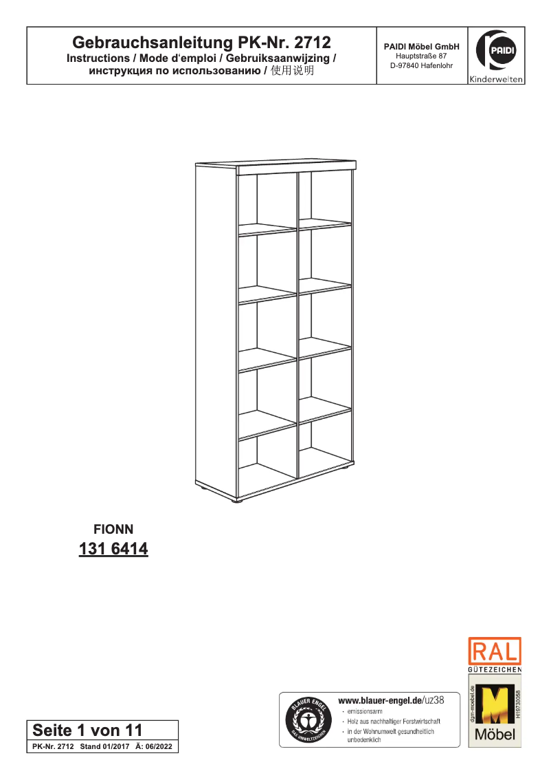 Page 1 de la notice Manuel utilisateur Paidi Fionn