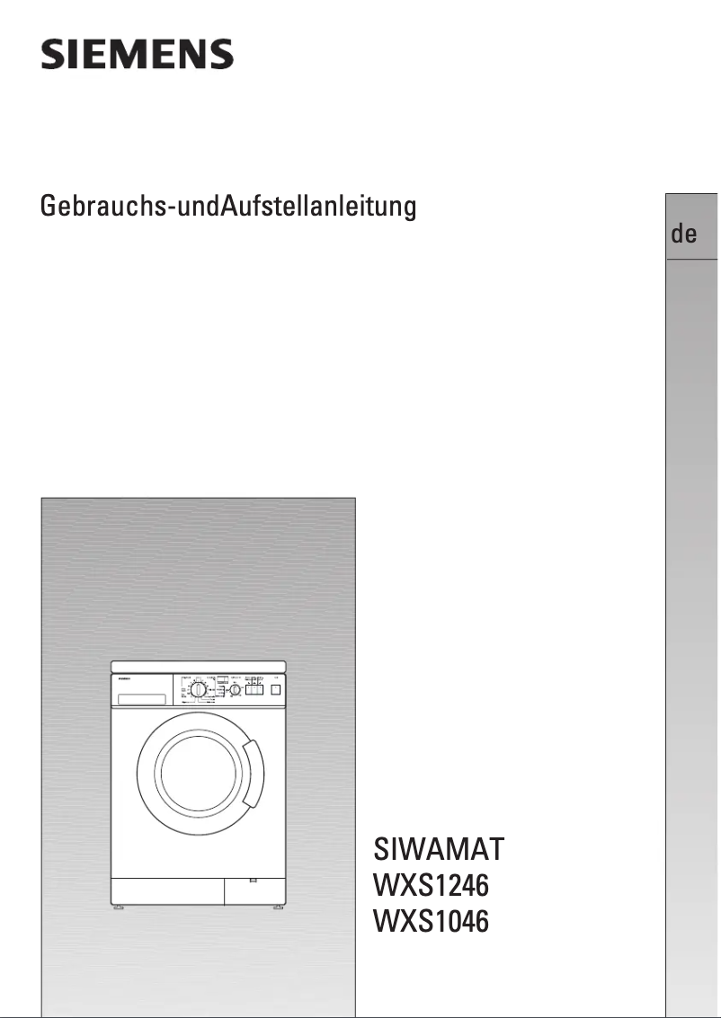 Page n°1 - Manuel utilisateur Siemens Siwamat WXS 1040