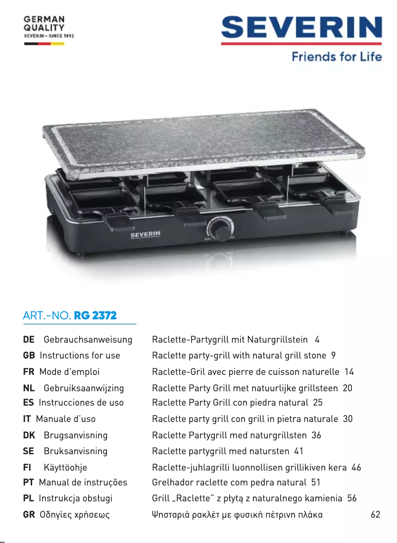 Page n°1 - Manuel utilisateur Severin RG 2372