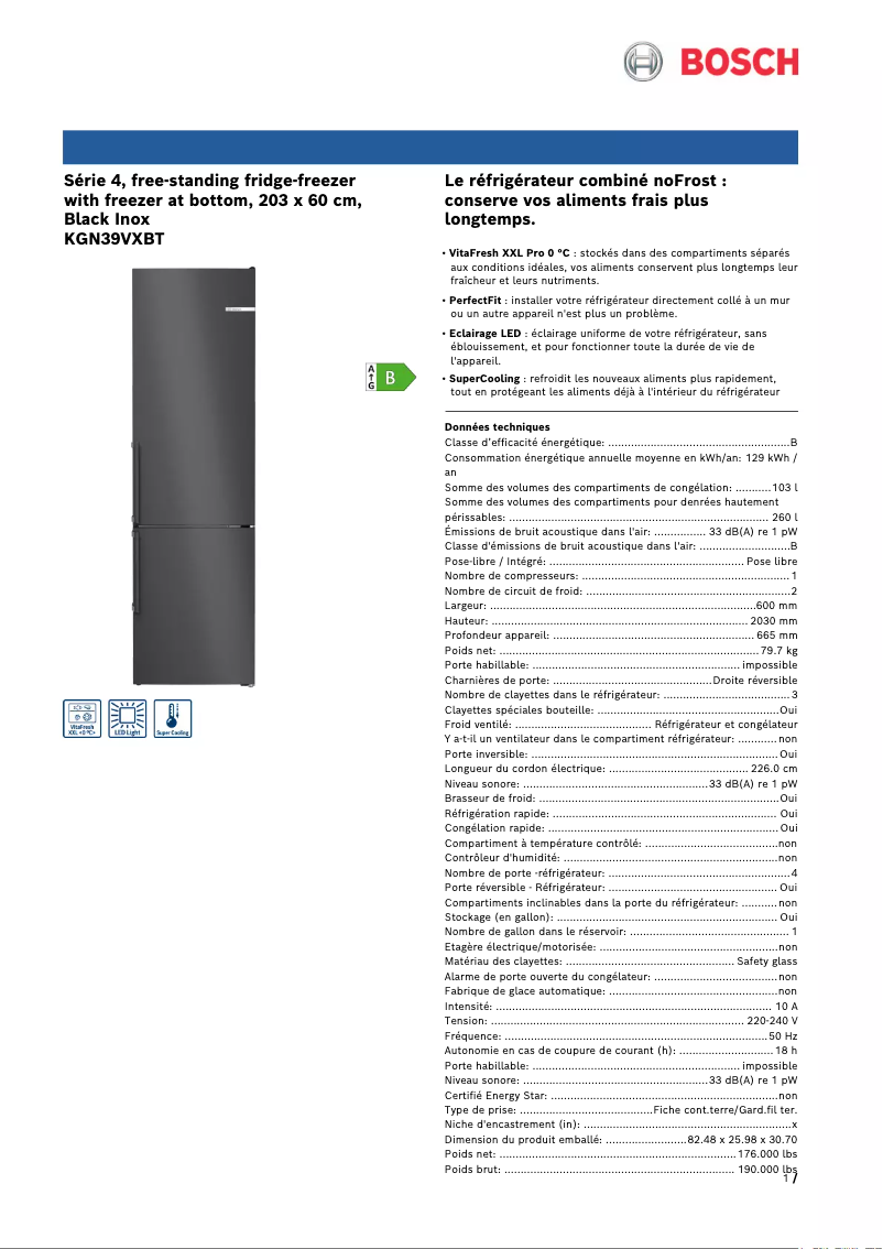 Image de la première page du manuel de l'appareil KGN39VXBT