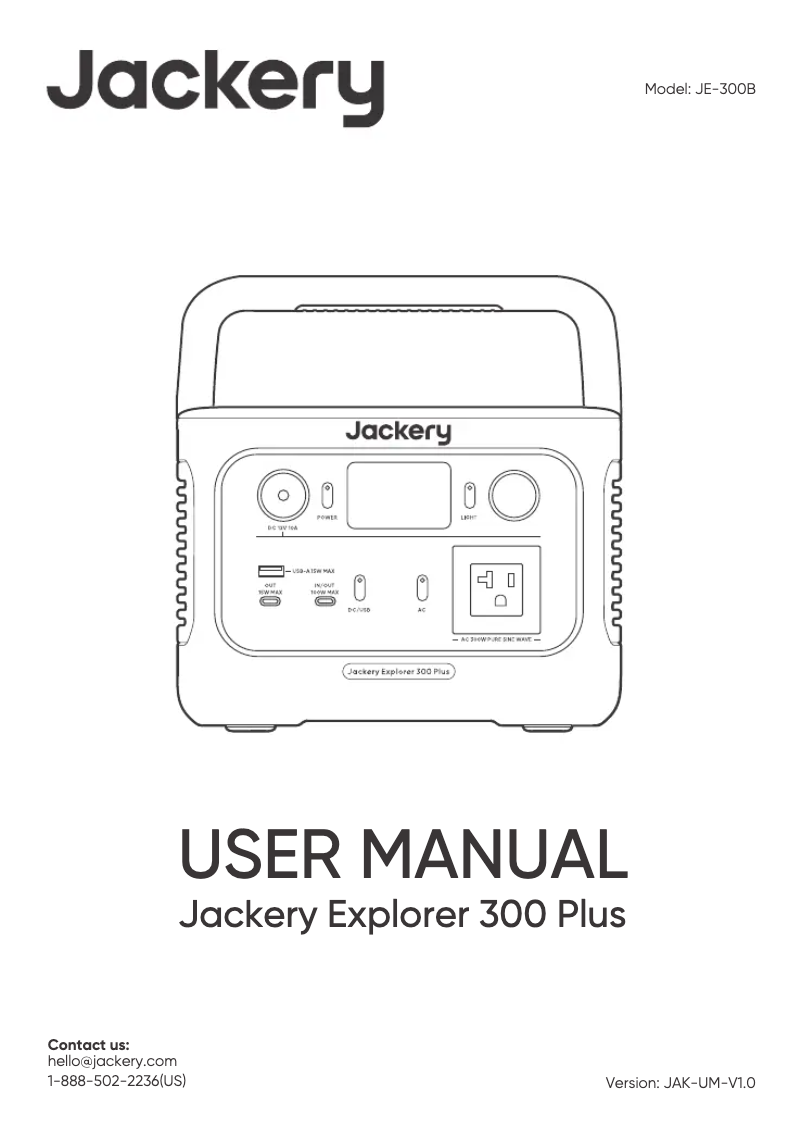 Page n°1 - Manuel utilisateur Jackery Explorer 300 Plus