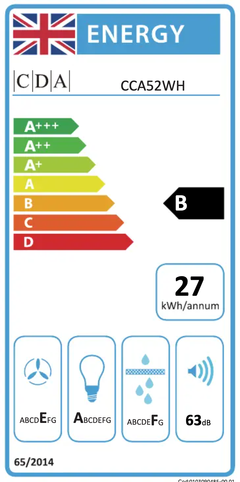 Page n°1 - Label énergétique CDA CCA52WH