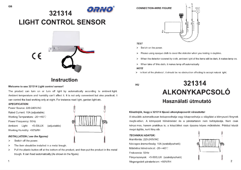 Page n°1 - Manuel utilisateur ORNO OR-CR-227