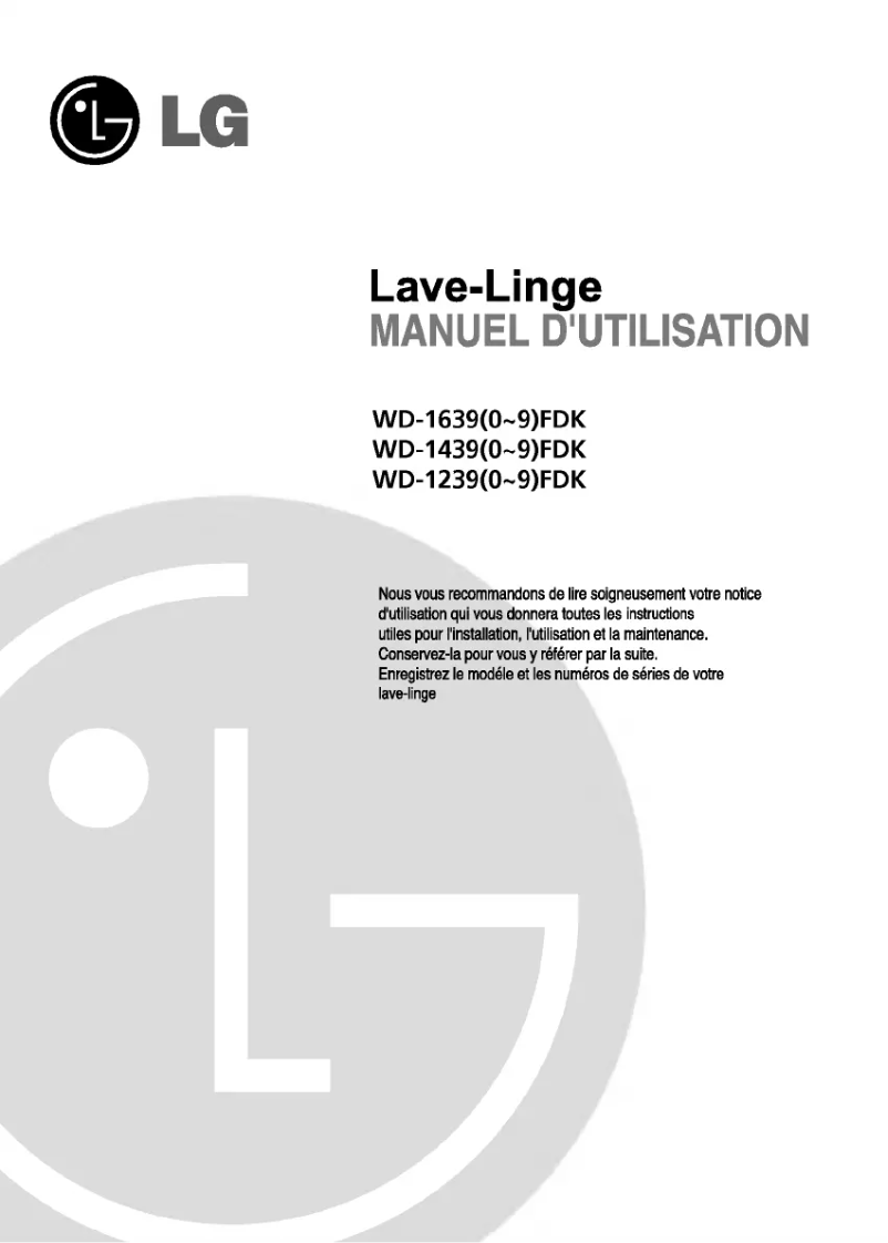 Page n°1 - Manuel utilisateur LG WD-16390FDK